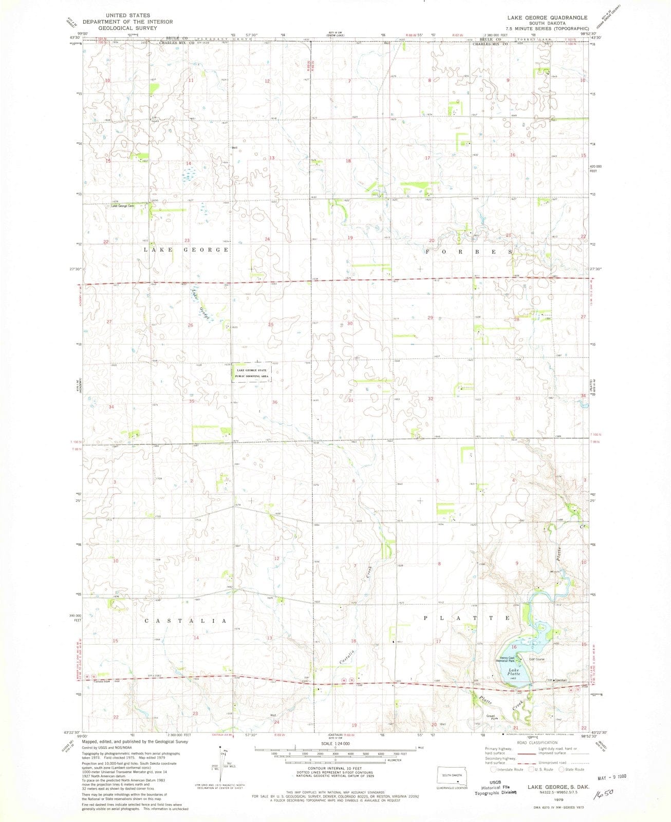 1979 Lake George, SD - South Dakota - USGS Topographic Map