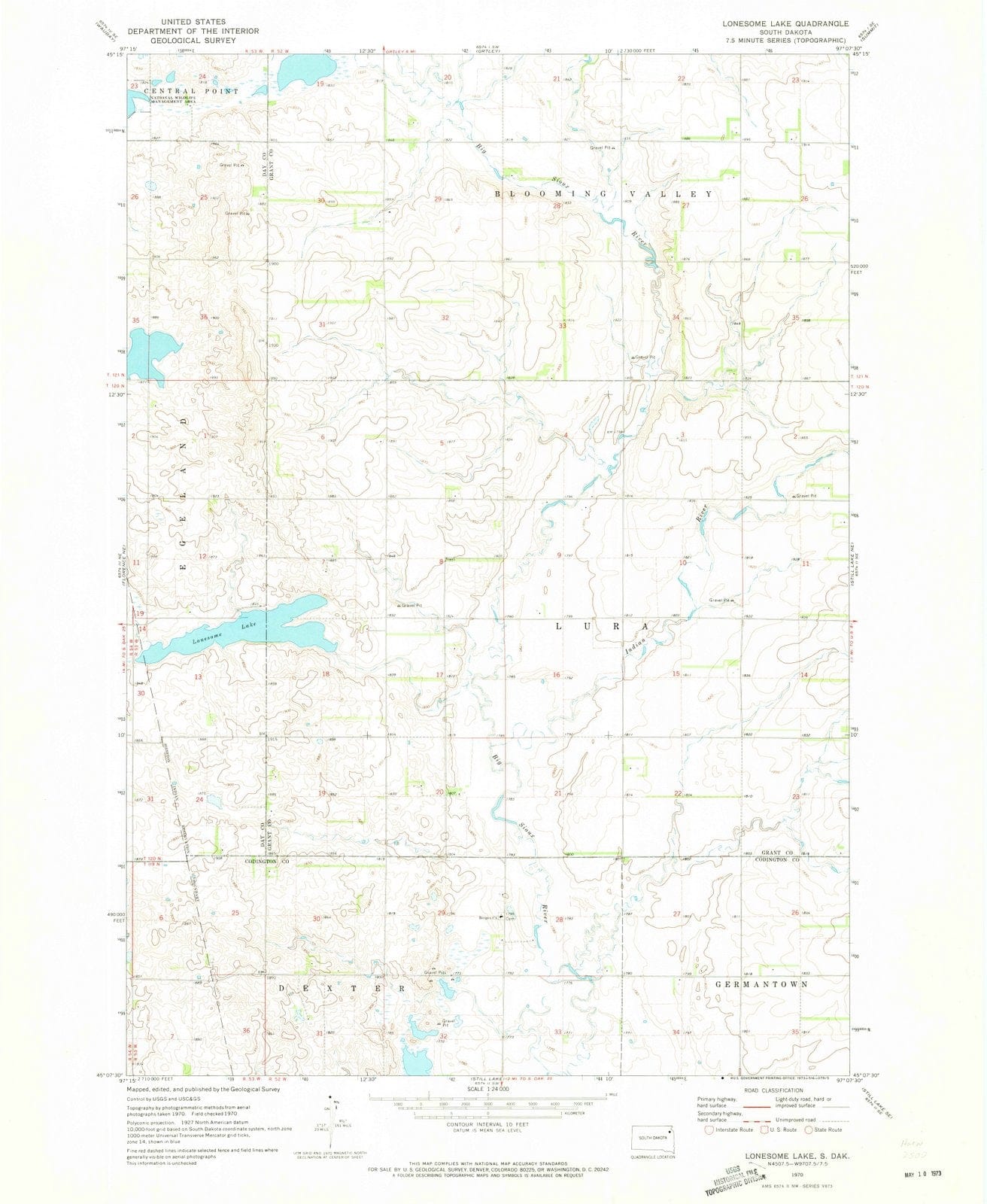 1970 Lonesome Lake, SD - South Dakota - USGS Topographic Map