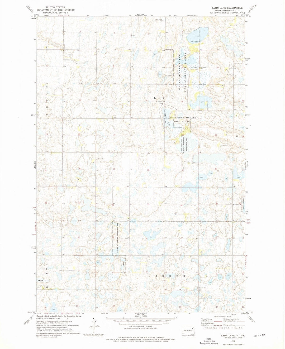 1973 Lynn Lake, SD - South Dakota - USGS Topographic Map