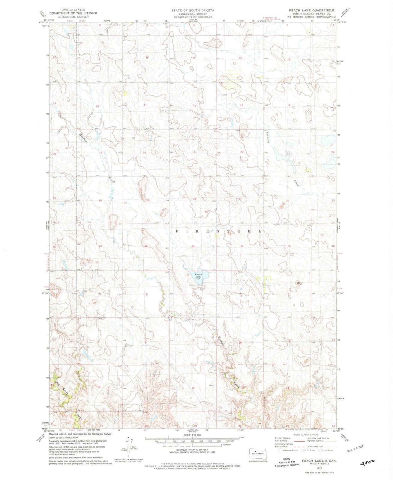 1978 Peach Lake, SD - South Dakota - USGS Topographic Map