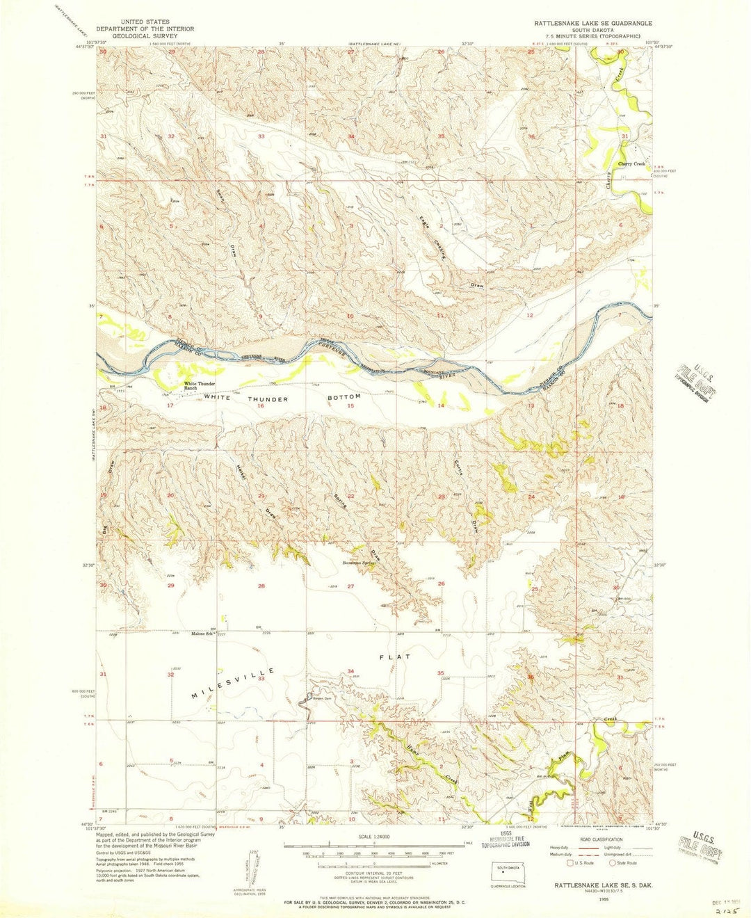 1955 Rattlesnake Lake, SD - South Dakota - USGS Topographic Map