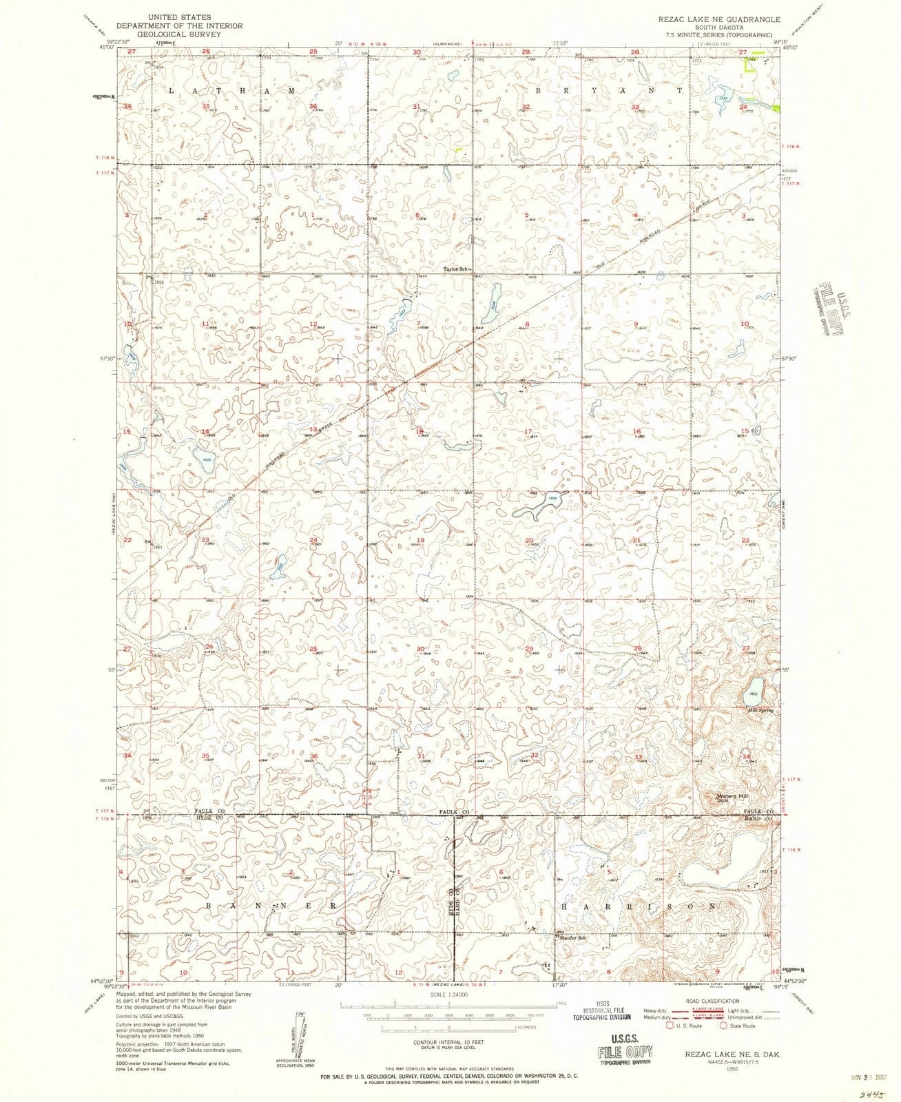 1950 Rezac Lake, SD - South Dakota - USGS Topographic Map