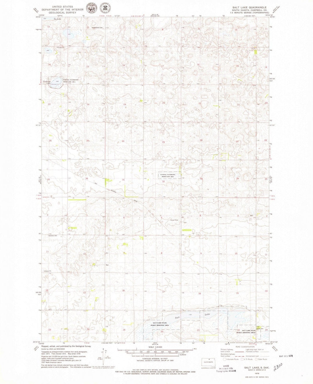 1978 Salt Lake, SD - South Dakota - USGS Topographic Map