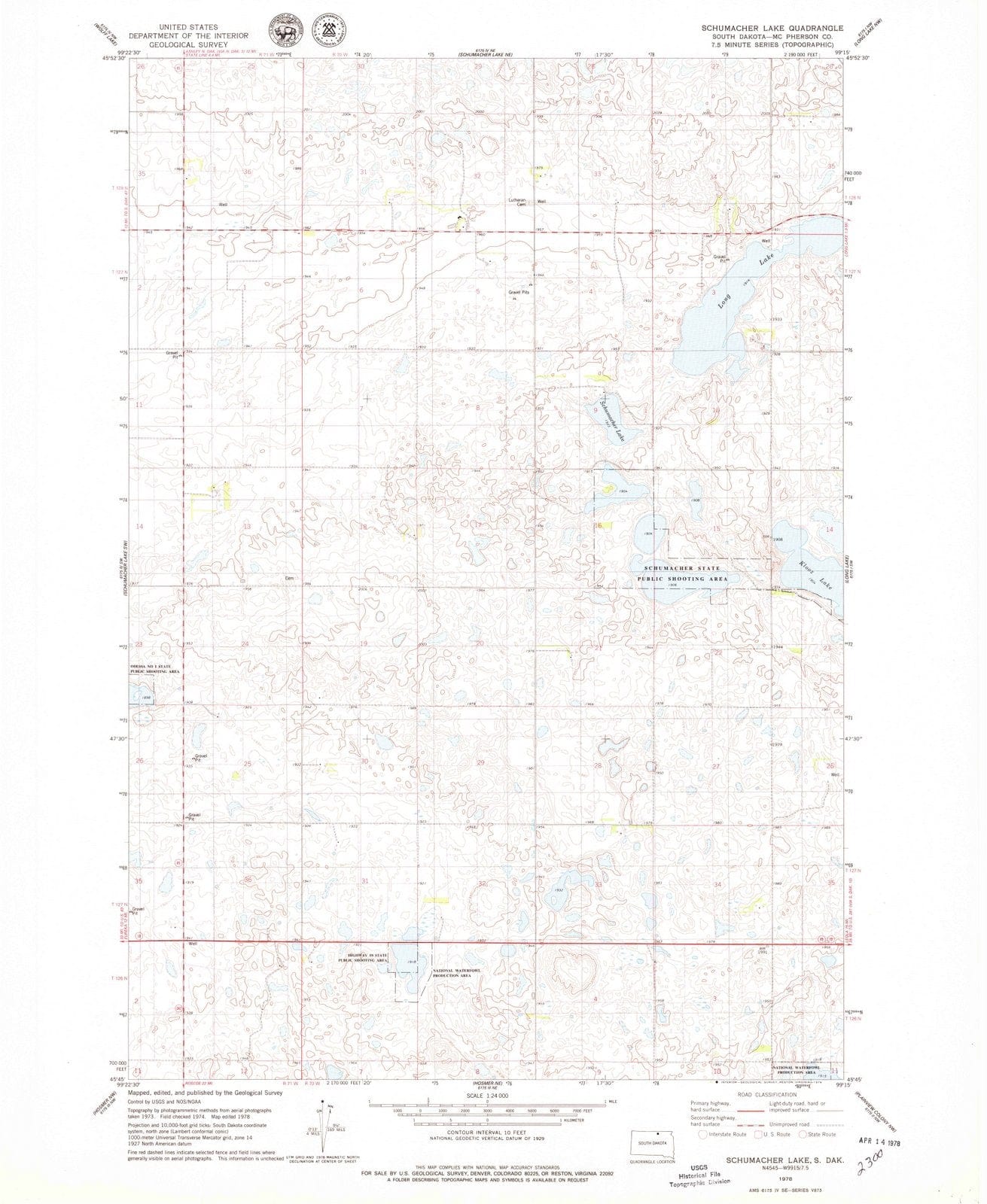 1978 Schumacher Lake, SD - South Dakota - USGS Topographic Map