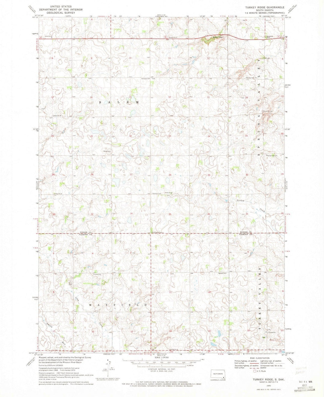 1970 Turkey Ridge, SD - South Dakota - USGS Topographic Map