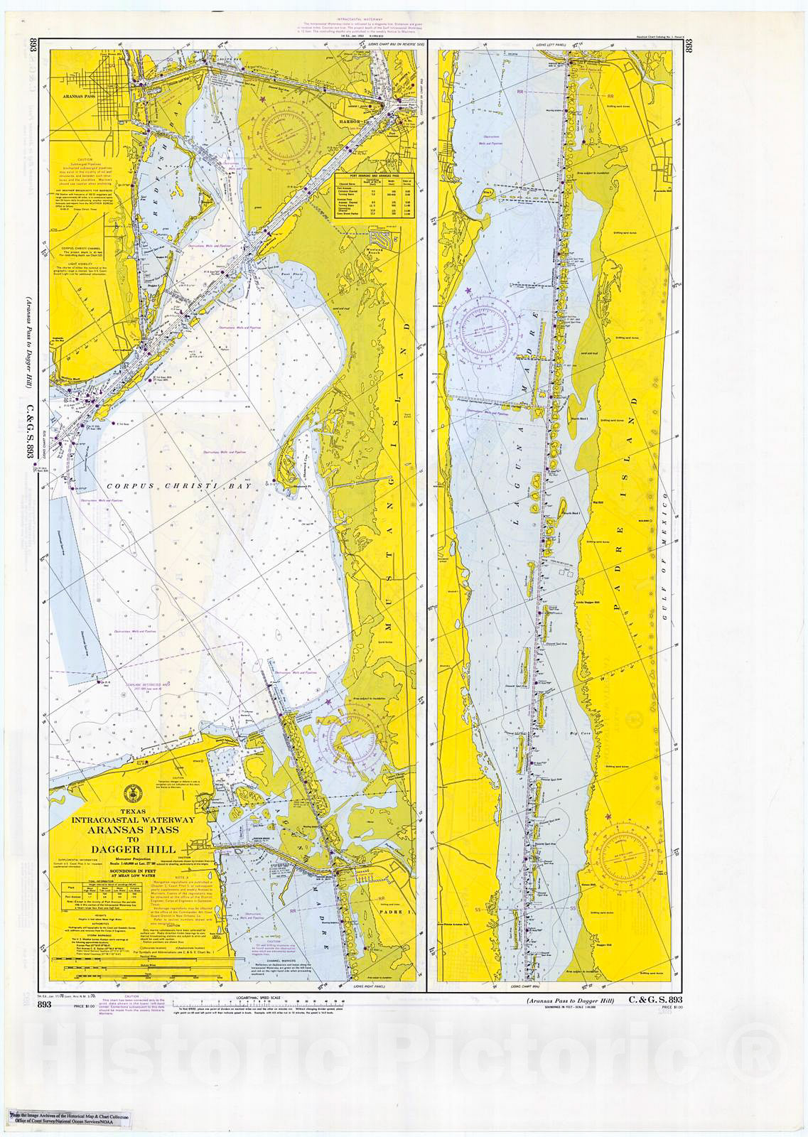 Historic Nautical Map - Aransas Pass To Dagger Hill, 1970 NOAA Chart - Texas (TX) - Vintage Wall Art