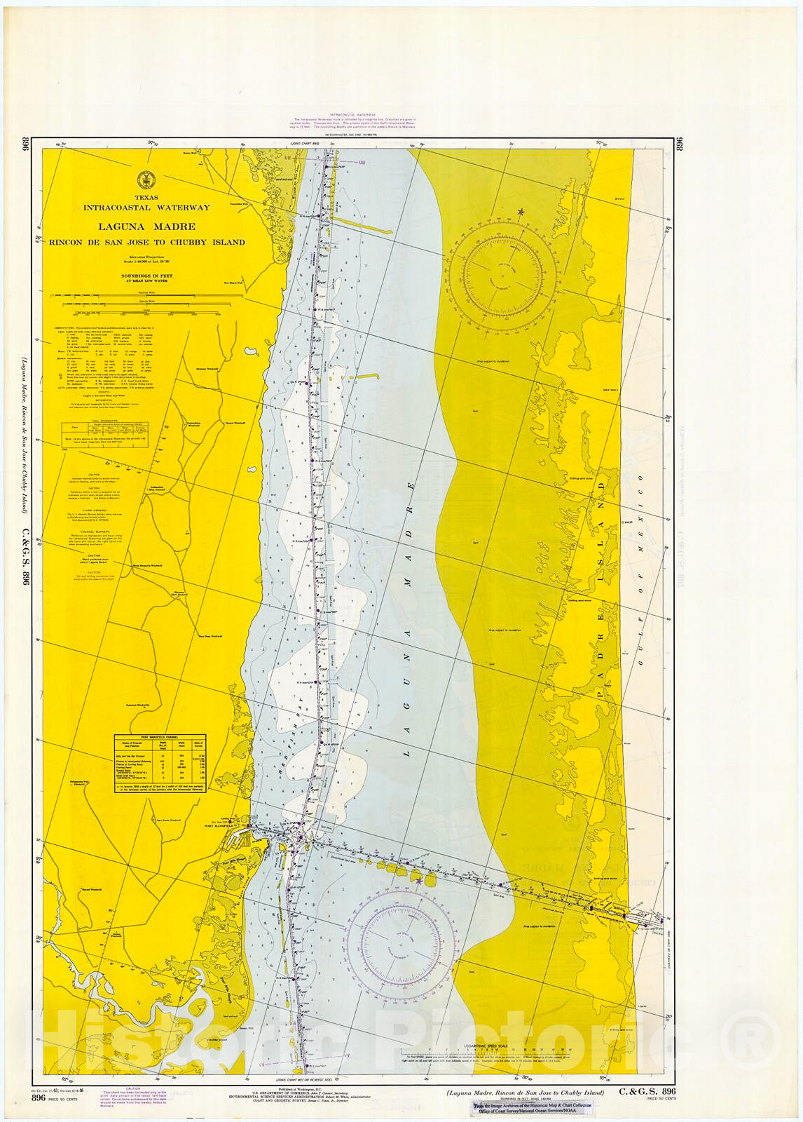 Historic Nautical Map - Laguna Madre : Rincon De San Jose To Chubby Island, 1966 NOAA Chart - Texas (TX) - Vintage Wall Art