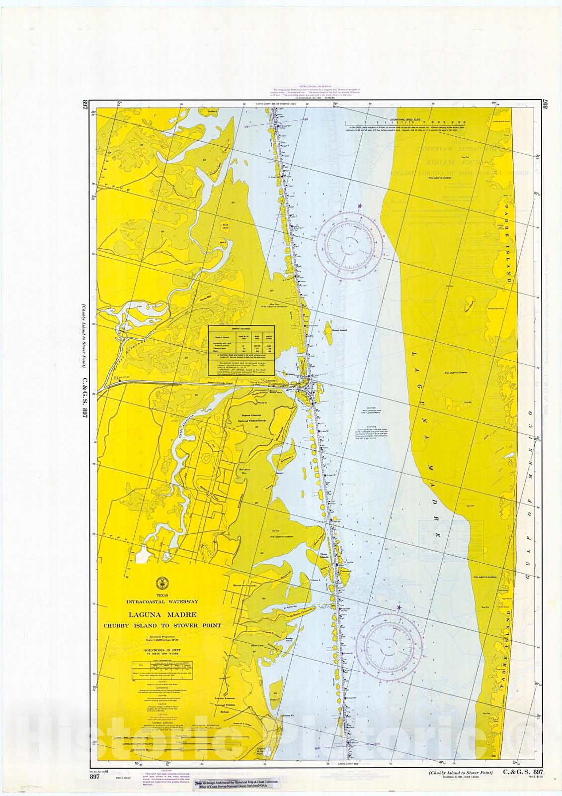 Historic Nautical Map - Laguna Madre : Chubby Island To Stover Point, 1968 NOAA Chart - Texas (TX) - Vintage Wall Art