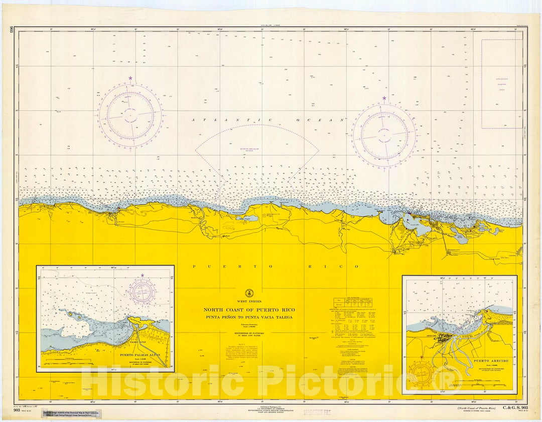 Historic Nautical Map - North Coast Of Puerto Rico, 1967 NOAA Chart - Puerto Rico (PR) - Vintage Wall Art