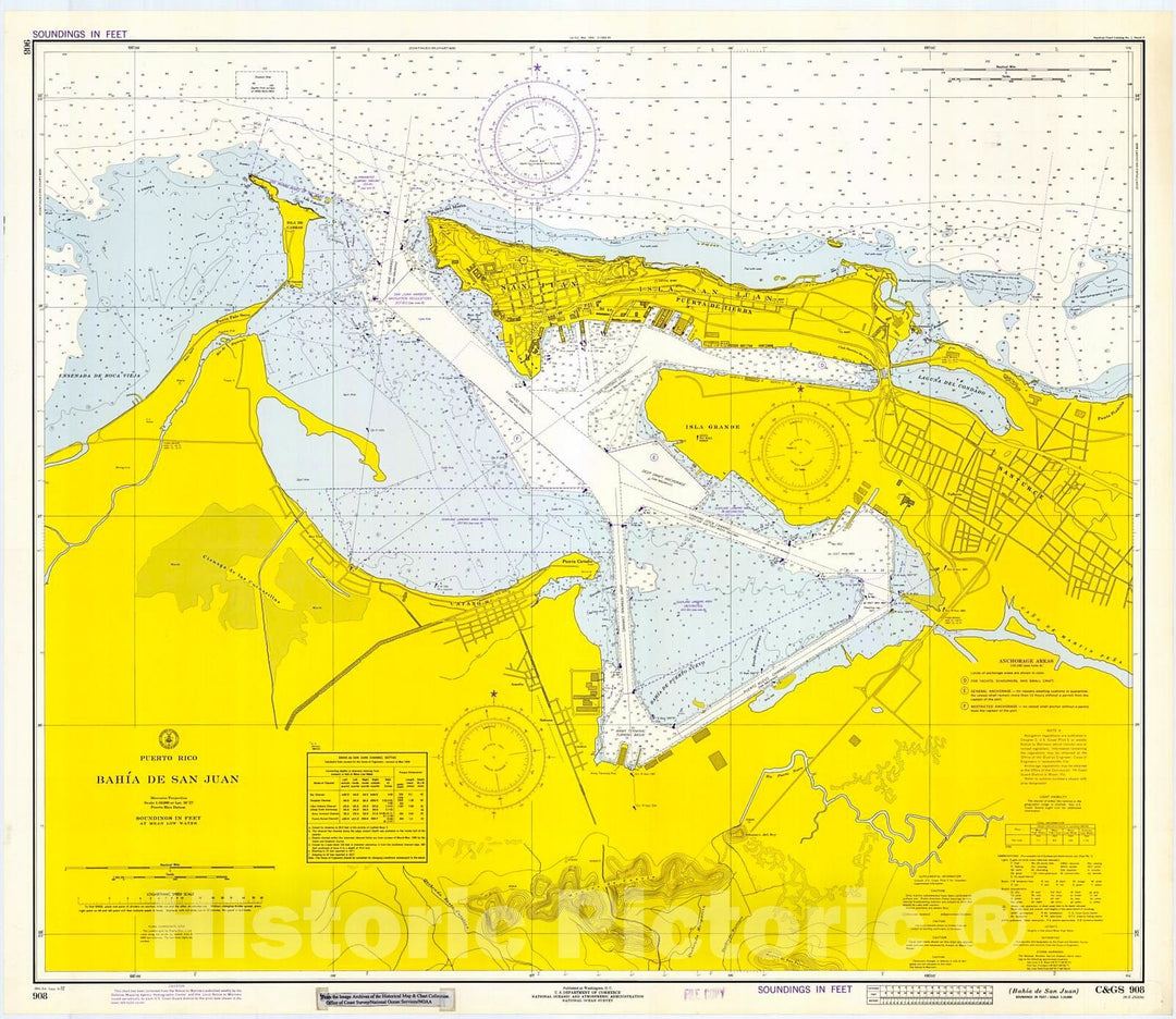 Historic Nautical Map - Bahia De San Juan, 1972 NOAA Chart - Puerto Rico (PR) - Vintage Wall Art