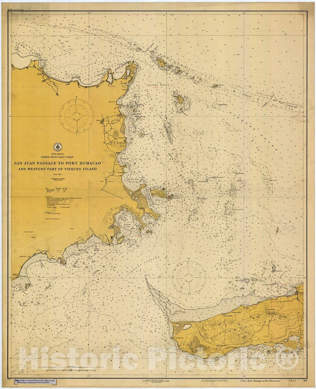 Historic Nautical Map - San Juan Passage To Port Humacao, 1924 NOAA Chart - Puerto Rico (PR) - Vintage Wall Art