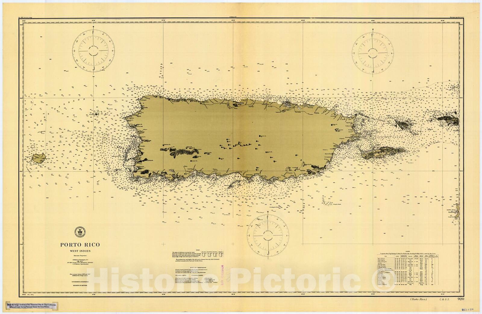 Historic Nautical Map - Porto Rico, 1910 NOAA Chart - Puerto Rico (PR) - Vintage Wall Art