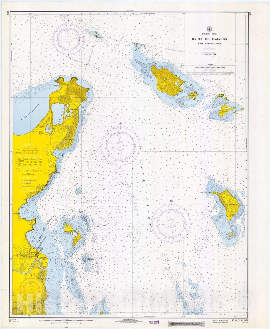 Historic Nautical Map - Bahia De Fajardo, 1968 NOAA Chart - Puerto Rico (PR) - Vintage Wall Art