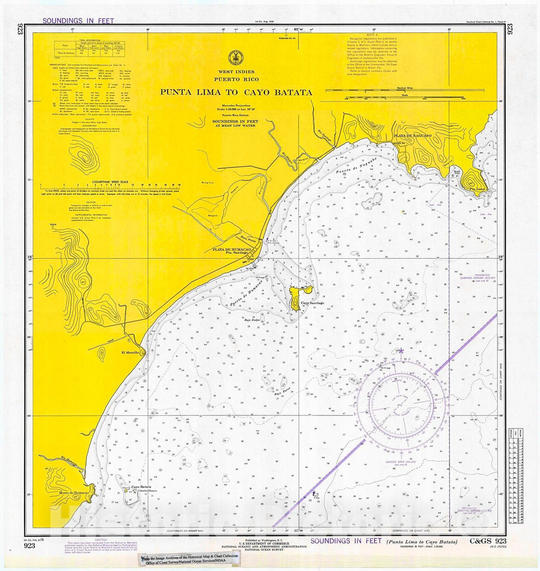 Historic Nautical Map - Punta Lima To Cayo Batata, 1974 NOAA Chart - Puerto Rico (PR) - Vintage Wall Art