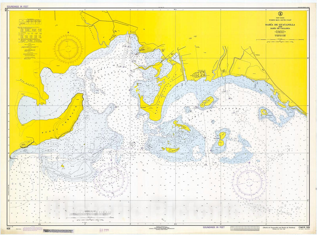 Historic Nautical Map - Bahia De Guayanilla And Bahia De Tallaboa, 1972 NOAA Chart - Puerto Rico (PR) - Vintage Wall Art