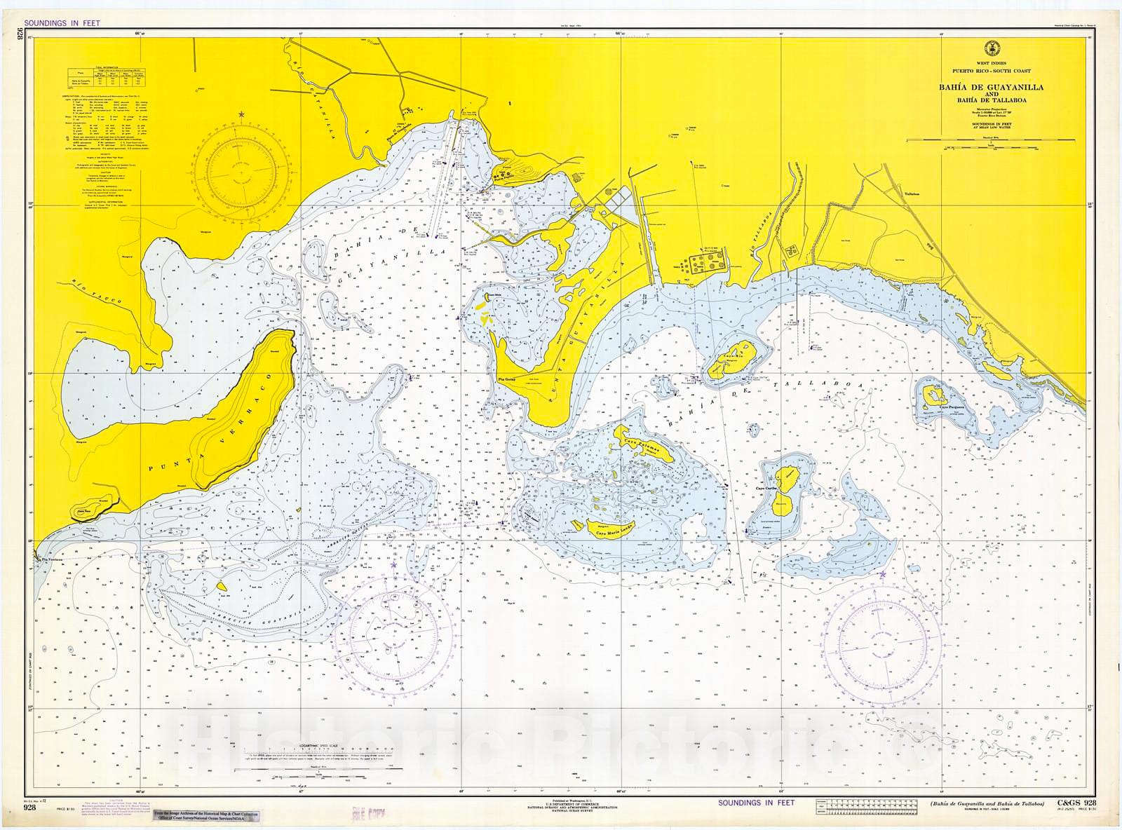 Historic Nautical Map - Bahia De Guayanilla And Bahia De Tallaboa, 1972 NOAA Chart - Puerto Rico (PR) - Vintage Wall Art