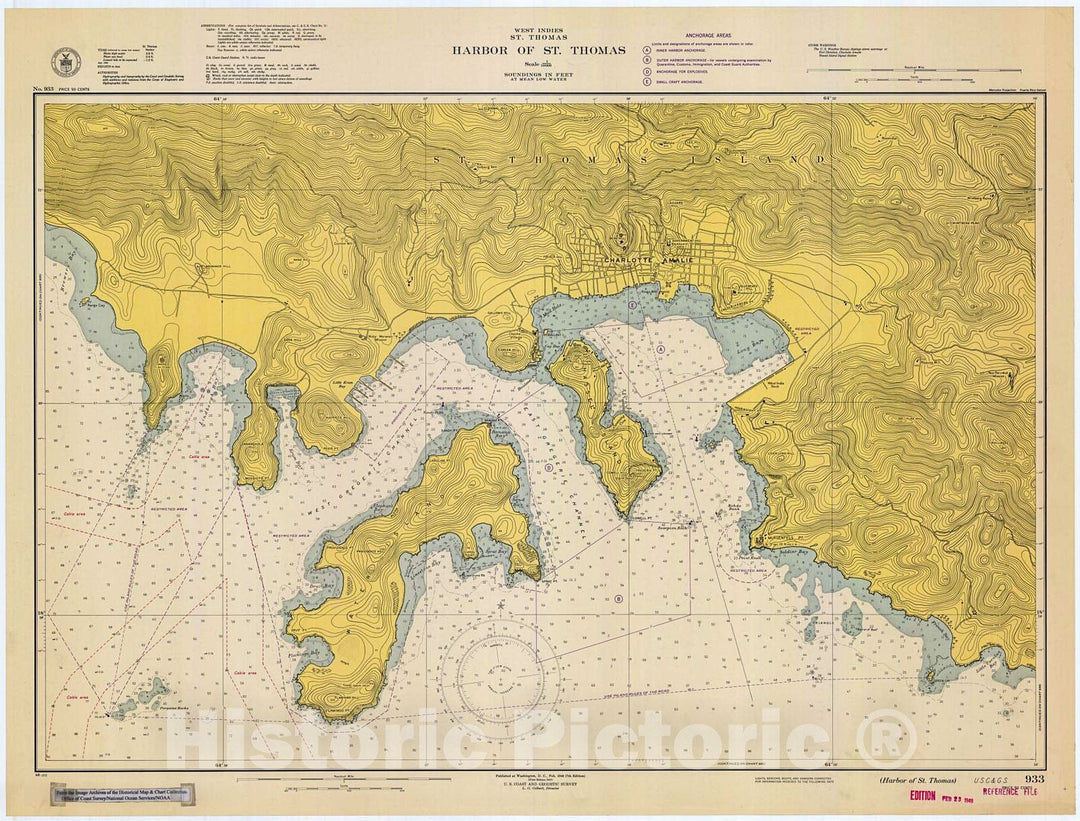 Historic Nautical Map - Harbor Of St. Thomas, 1948 NOAA Chart - Puerto Rico (PR) - Vintage Wall Art