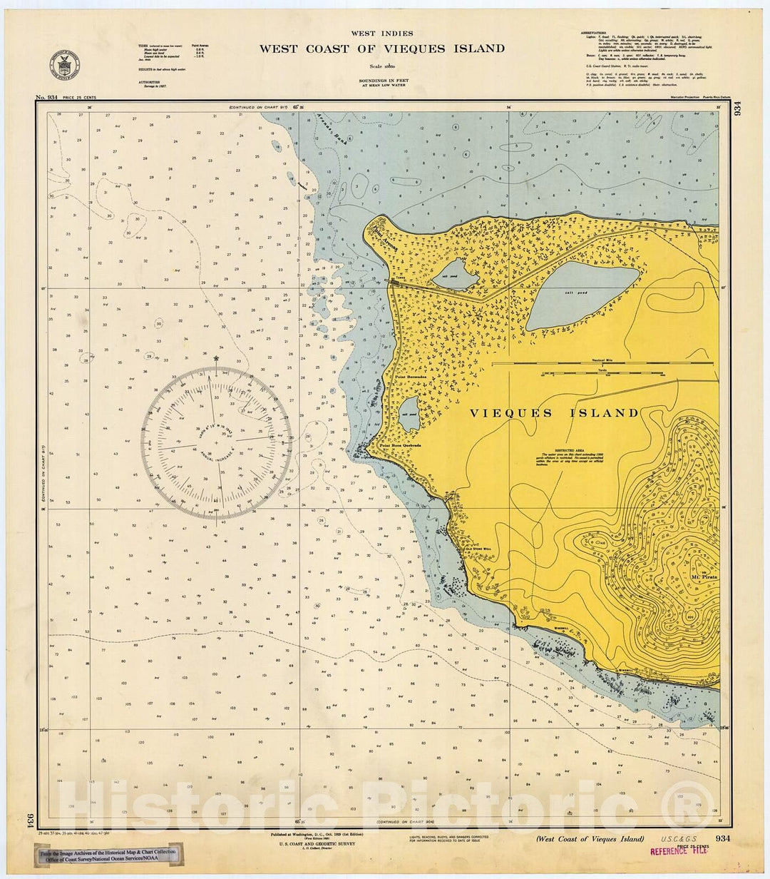 Historic Nautical Map - West Coast Of Vieques Island, 1947 NOAA Chart - Puerto Rico (PR) - Vintage Wall Art