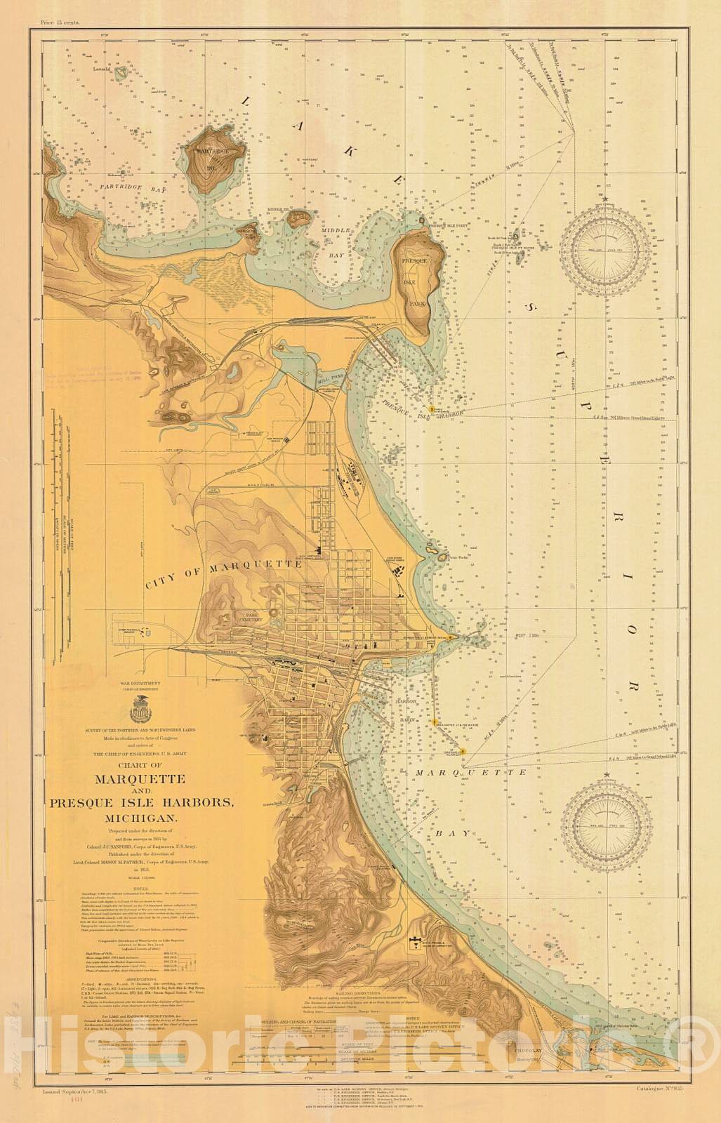 Historic Nautical Map - Marquette And Presque Isle Harbors, 1915 NOAA Chart - Michigan (MI) - Vintage Wall Art