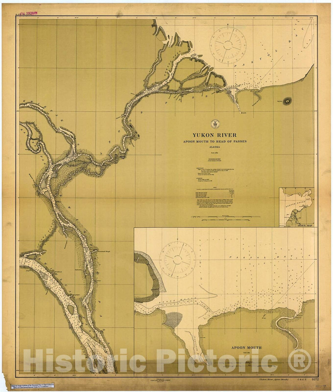 Historic Nautical Map - Yukon River, Apoon Mouth, 1943 NOAA Chart - Alaska (AK) - Vintage Wall Art