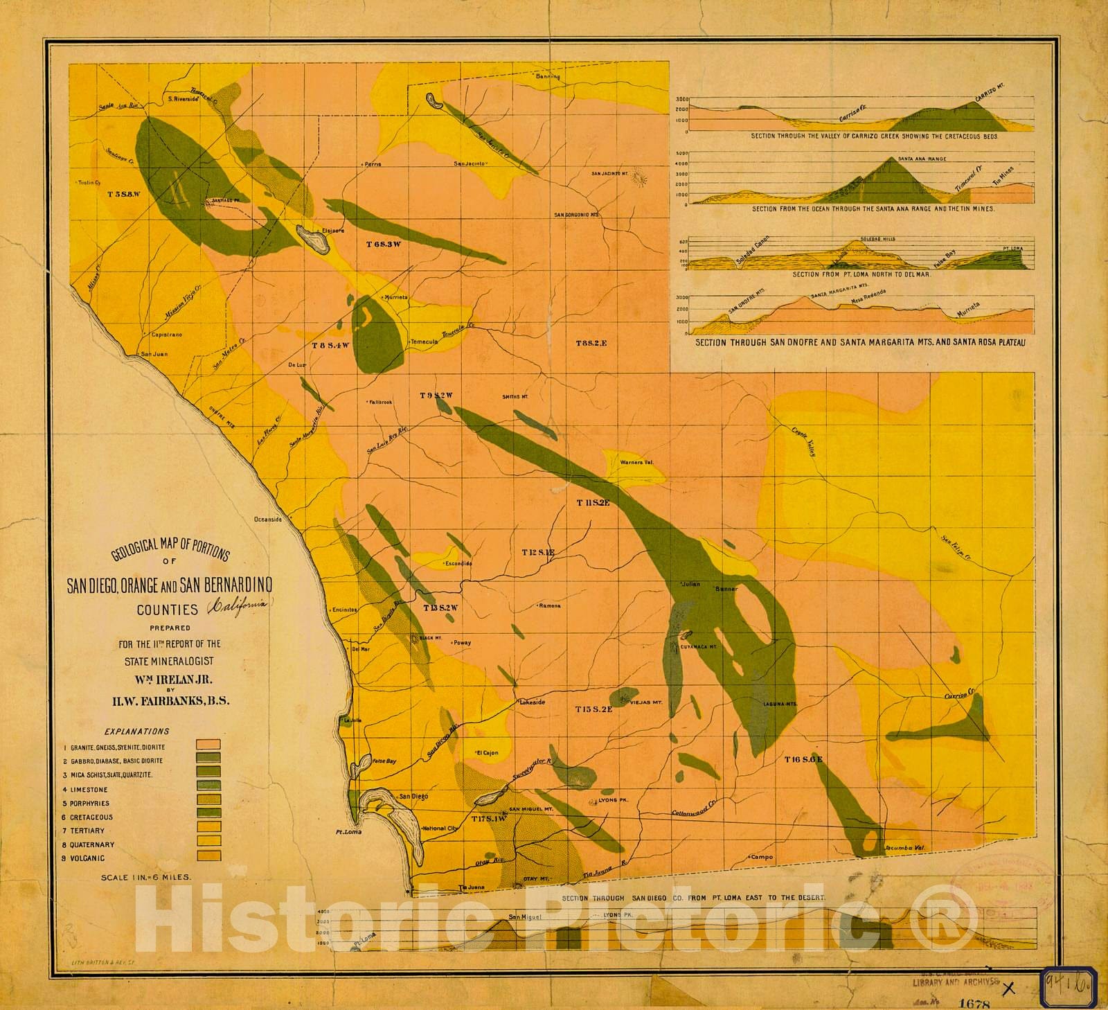 Historic Nautical Map - San Diego Orange And San Bernardino Counties, 1893 NOAA Geodetic Historic Nautical Map - California (CA) - Vintage Wall Art