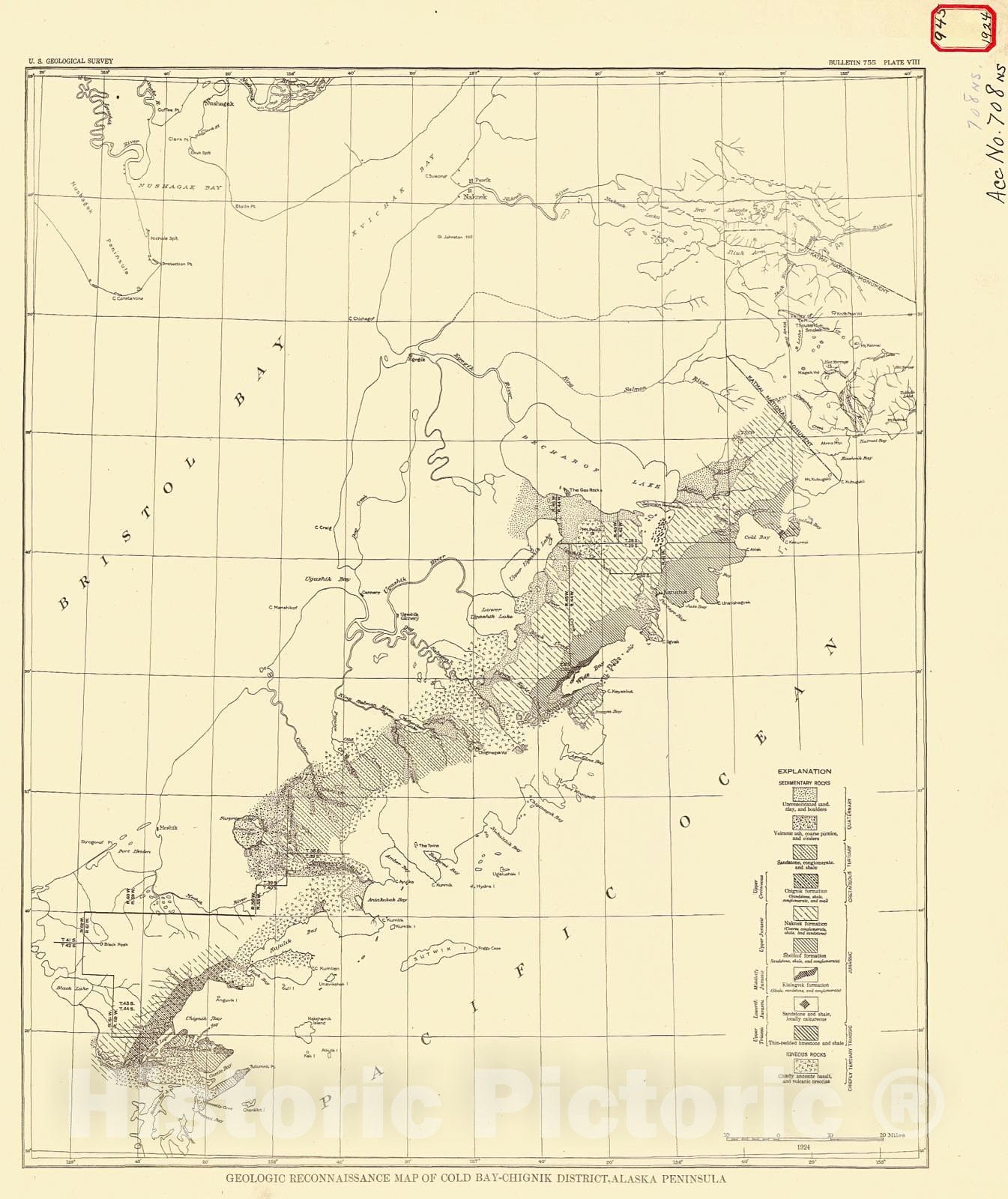 Historic Nautical Map - Geologic Reconnaissance Map Of Cold Bay Chignik District Alaska Peninsula, 1924 NOAA Chart - Alaska (AK) - Vintage Wall Art