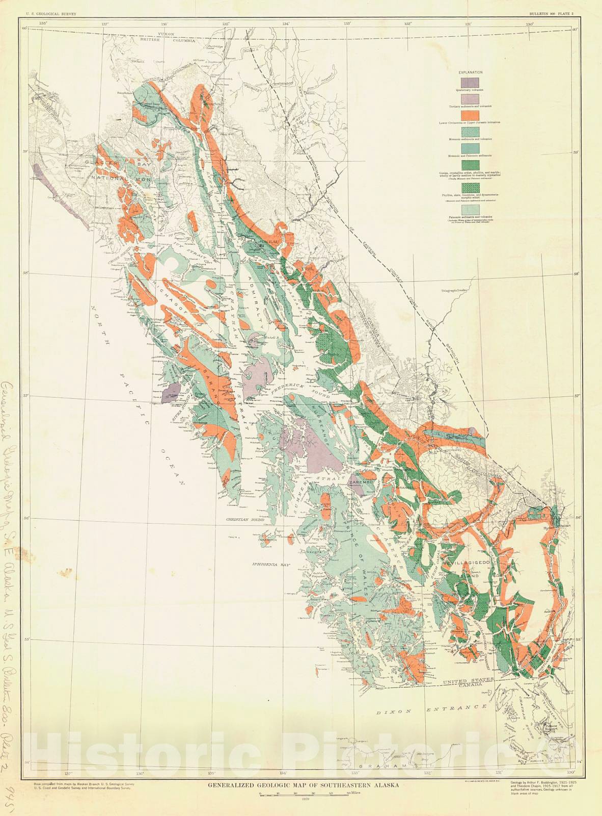 Historic Nautical Map - Generalized Geologic Map Of Southeastern Alaska, 1929 NOAA Chart - Alaska (AK) - Vintage Wall Art