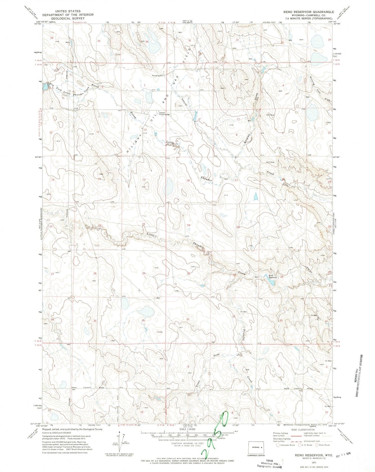 1971 Reno Reservoir, WY - Wyoming - USGS Topographic Map