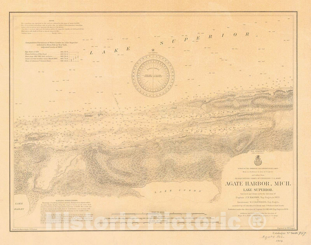 Historic Nautical Map - Agate Harbor, 1904 NOAA Chart - Michigan (MI) - Vintage Wall Art