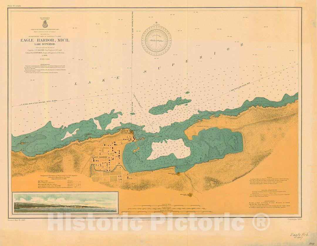 Historic Nautical Map - Eagle Harbor, 1907 NOAA Chart - Michigan (MI) - Vintage Wall Art