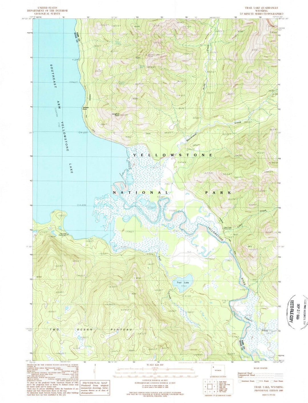 1989 Trail Lake, WY - Wyoming - USGS Topographic Map