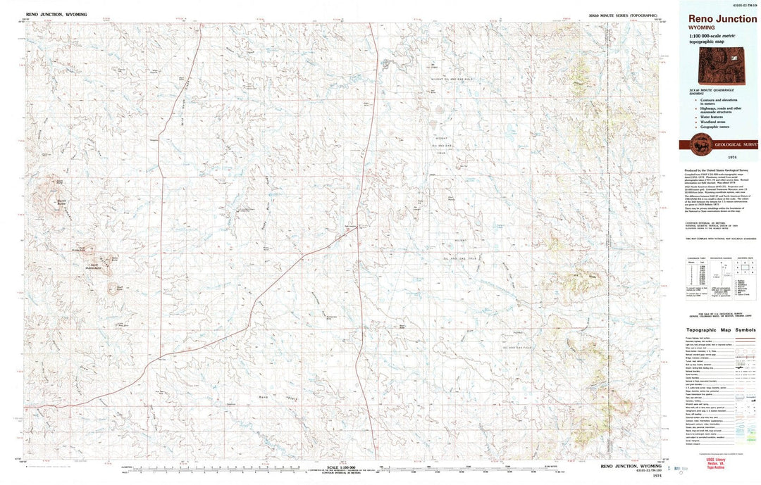 1974 Reno Junction, WY - Wyoming - USGS Topographic Map