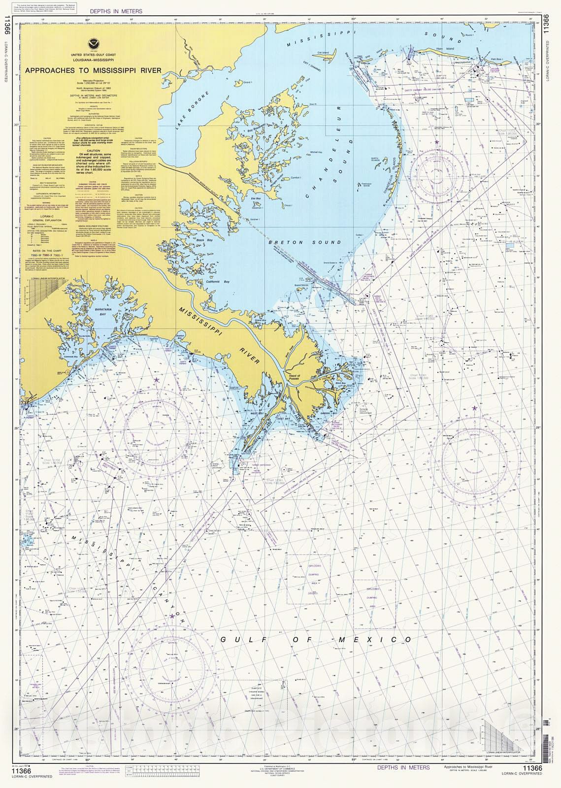 Historic Nautical Map - Approaches To Mississippi River, 1997 NOAA Chart - Louisiana, Mississippi (LA, MS) - Vintage Wall Art