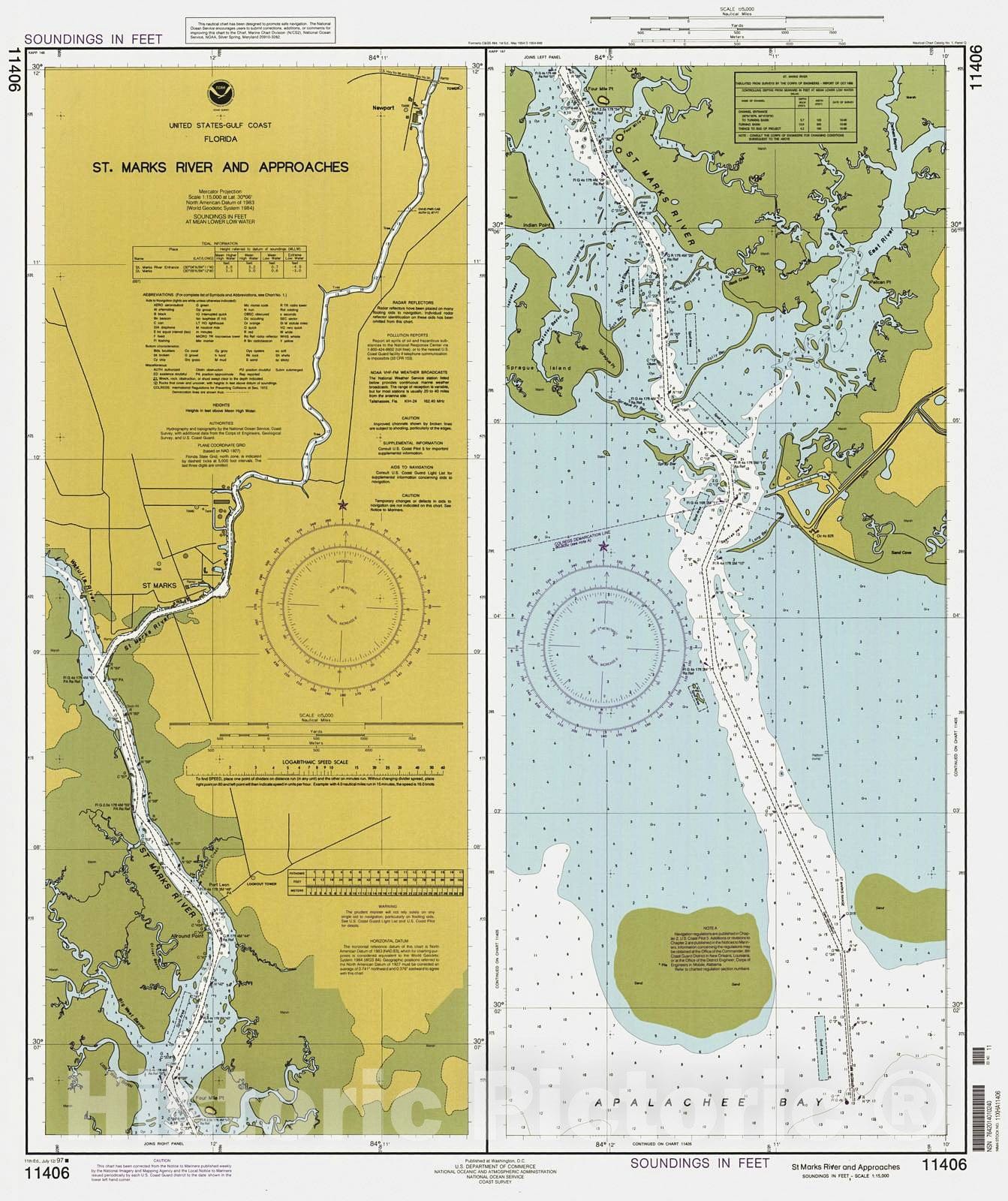 Historic Nautical Map - St Marks River And Approaches, 1997 NOAA Chart - Florida (FL) - Vintage Wall Art