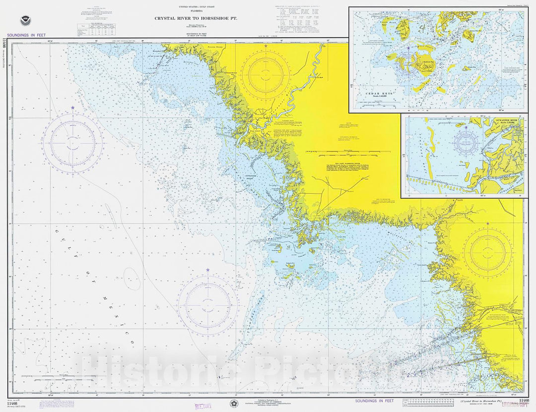 Historic Nautical Map - Crystal River To Horseshoe Pt, 1974 NOAA Chart - Florida (FL) - Vintage Wall Art