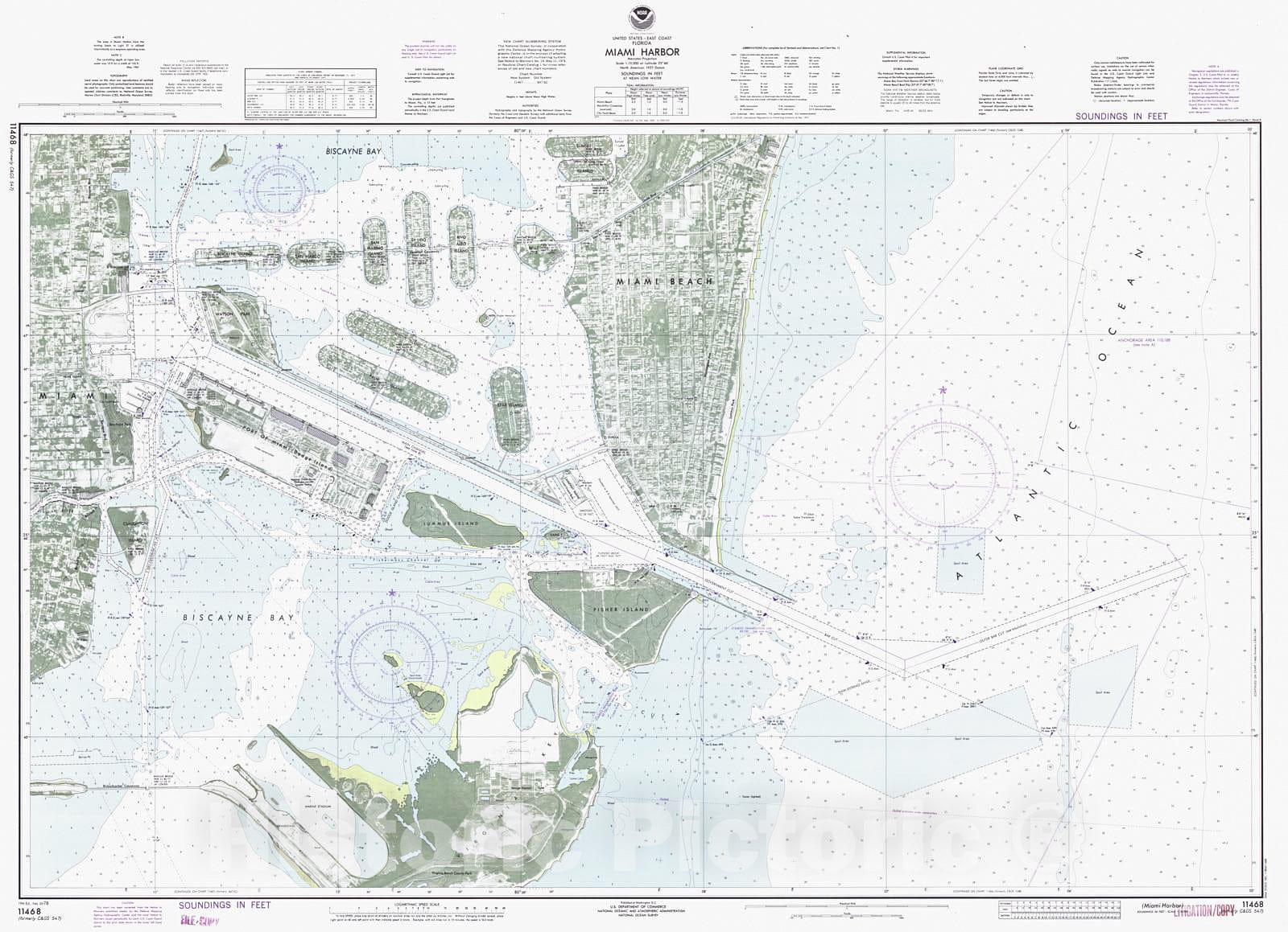 Historic Nautical Map - Miami Harbor, 1978 NOAA Chart - Florida (FL) - Vintage Wall Art