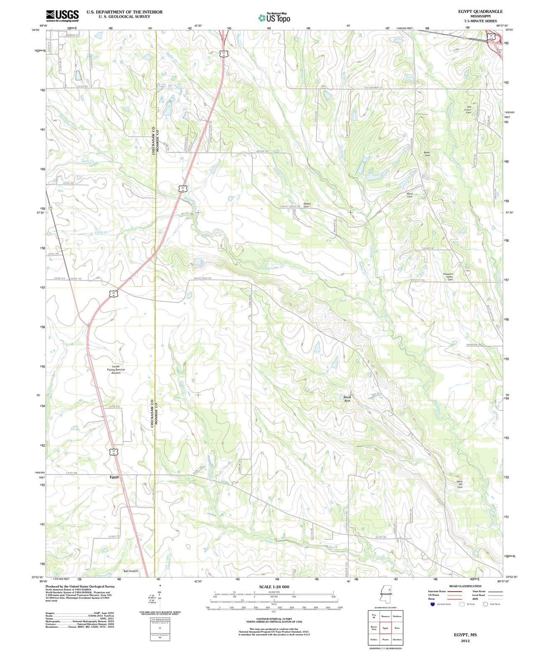 2012 Egypt, MS - Mississippi - USGS Topographic Map