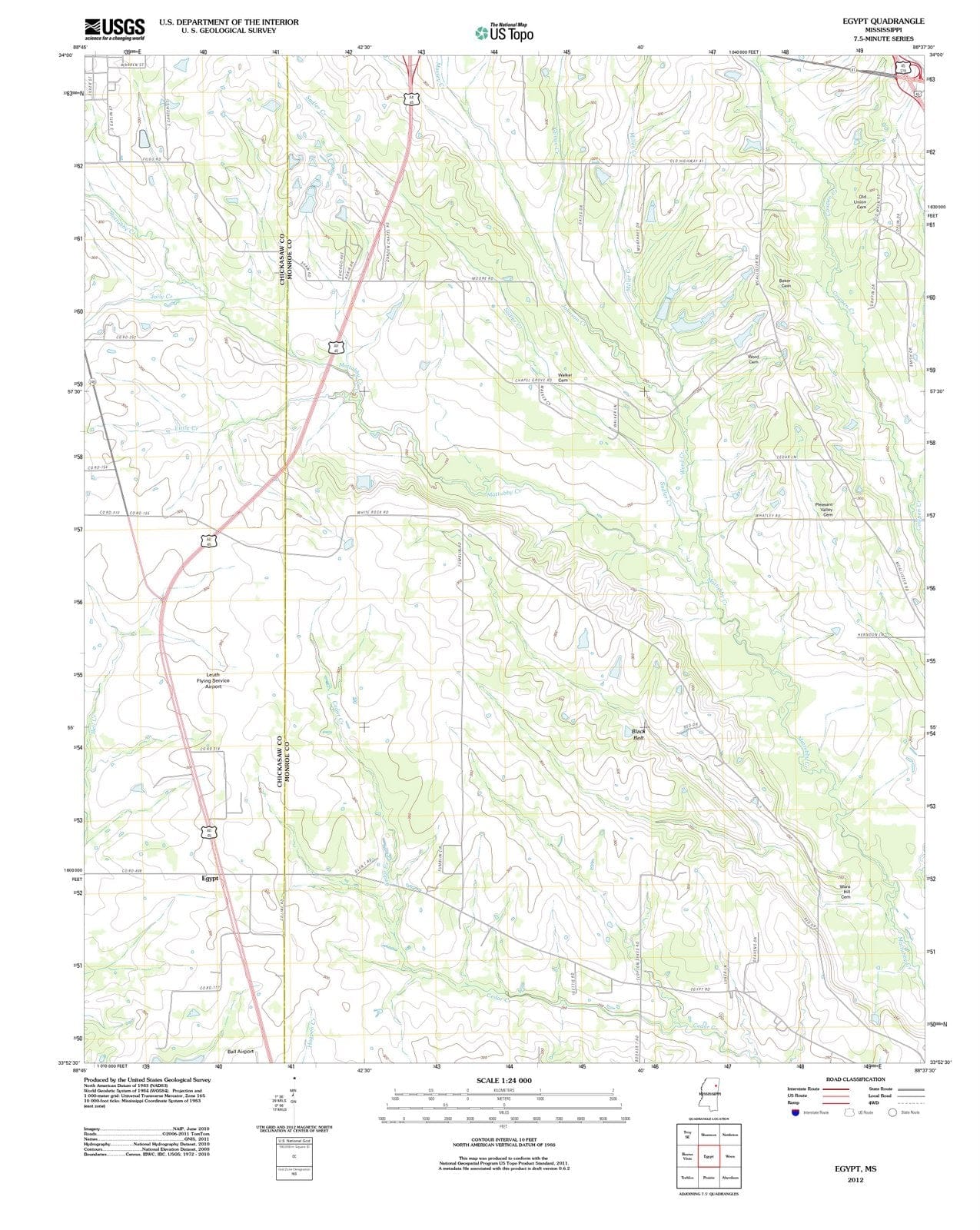 2012 Egypt, MS - Mississippi - USGS Topographic Map