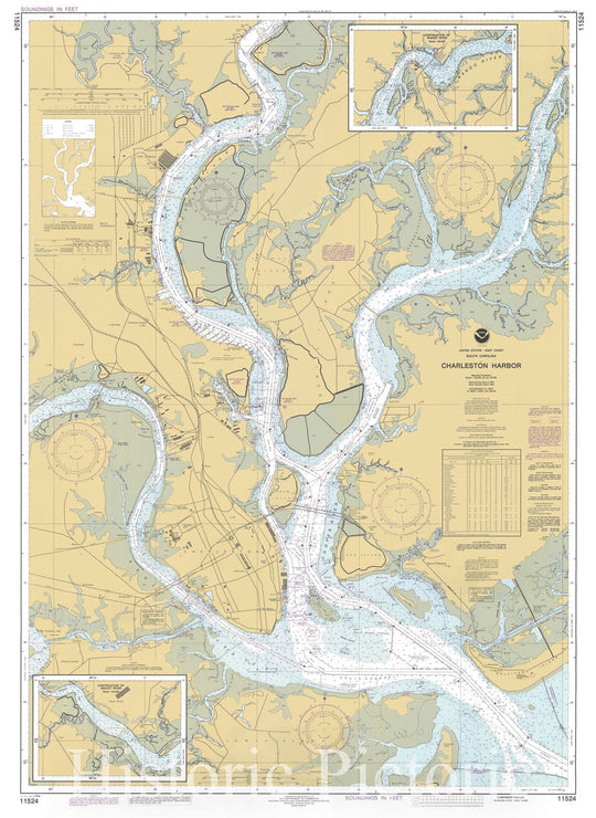 Historic Nautical Map - Charleston Harbor, 1996 NOAA Chart - South Carolina (SC) - Vintage Wall Art