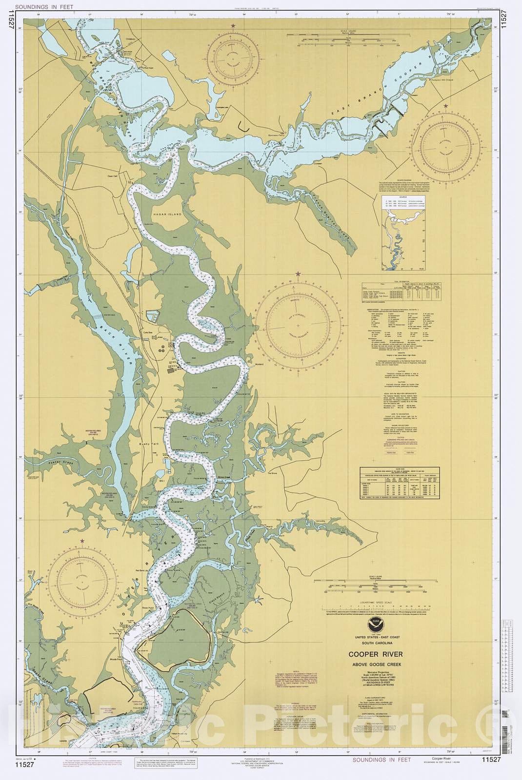 Historic Nautical Map - Cooper River, 2001 NOAA Chart - South Carolina (SC) - Vintage Wall Art