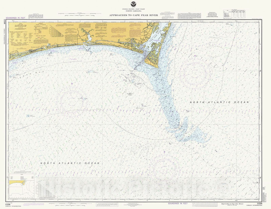 Historic Nautical Map - Approaches To Cape Fear River, 1997 NOAA Chart - North Carolina (NC) - Vintage Wall Art