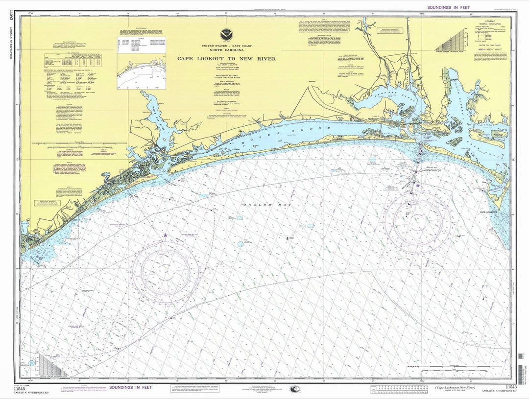 Historic Nautical Map - Cape Lookout To New River, 1998 NOAA Chart - North Carolina (NC) - Vintage Wall Art