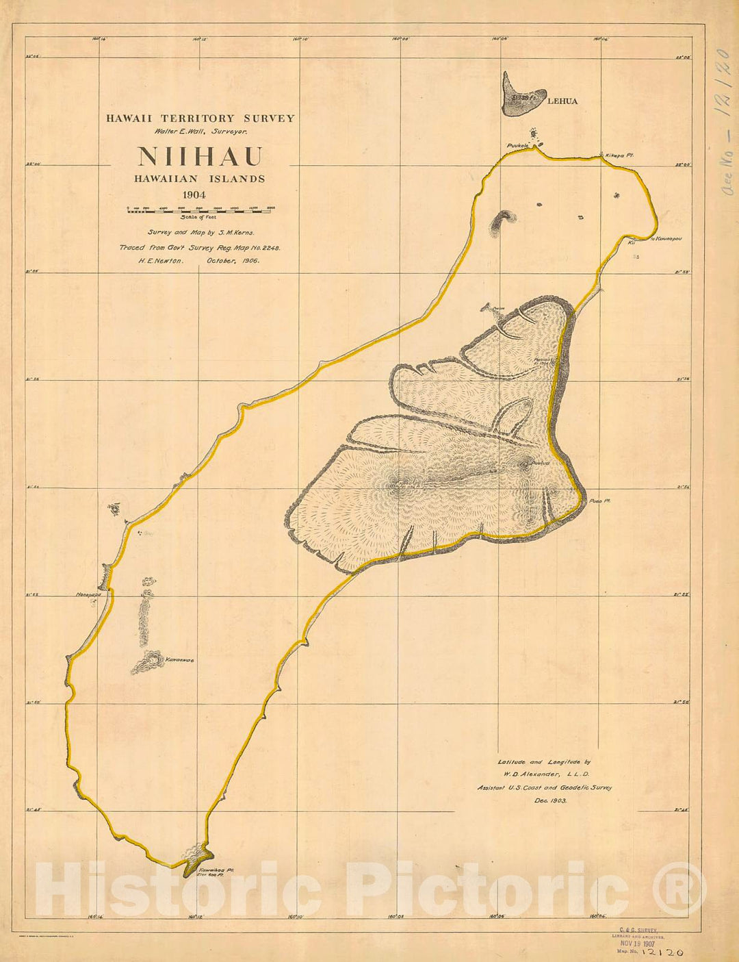 Historic Nautical Map - Niihau Hawaiian Islands, 1906 NOAA Chart - Hawaii (HI) - Vintage Wall Art