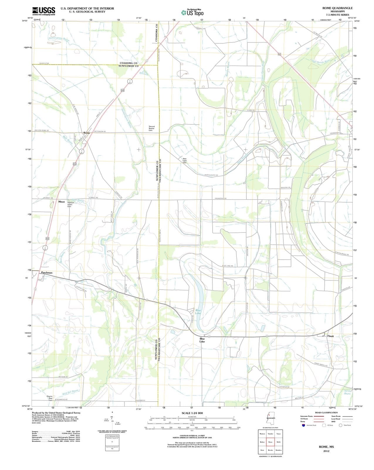 2012 Rome, MS - Mississippi - USGS Topographic Map