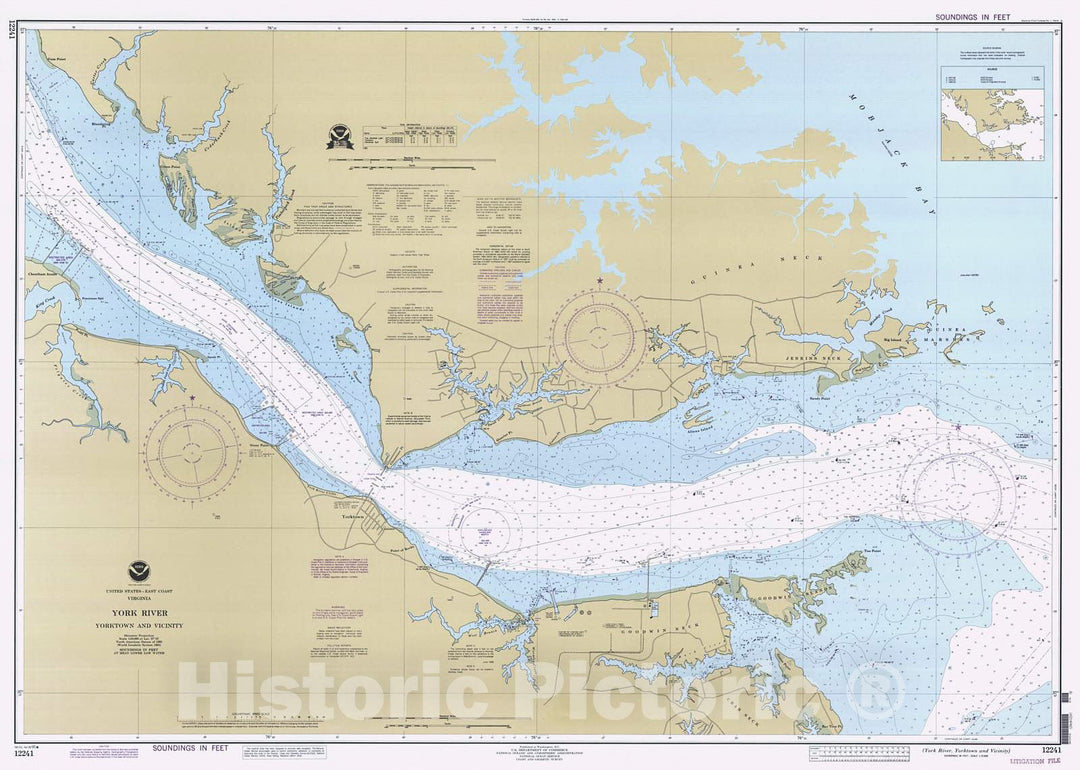 Historic Nautical Map - York River Yorktown And Vicinity, 1995 NOAA Chart - Virginia (VA) - Vintage Wall Art