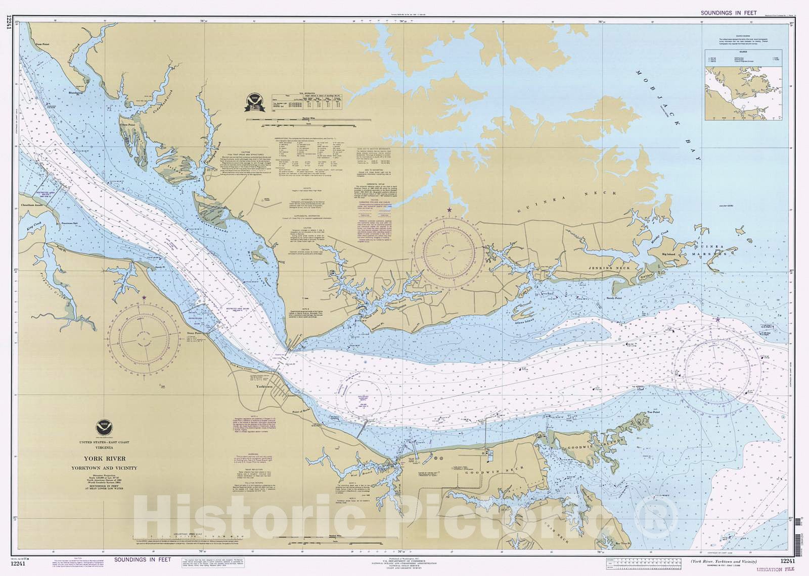 Historic Nautical Map - York River Yorktown And Vicinity, 1995 NOAA Chart - Virginia (VA) - Vintage Wall Art