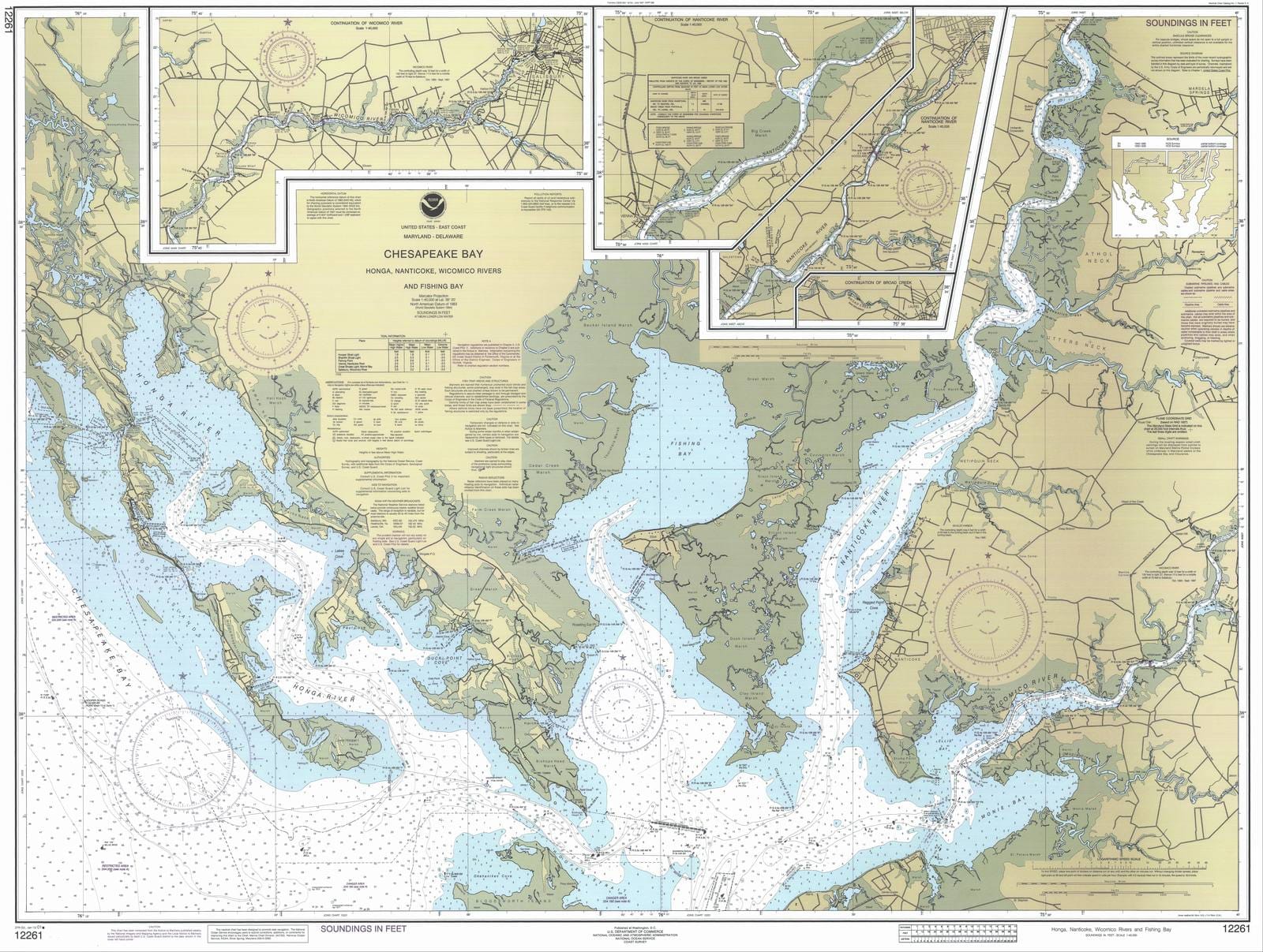 Historic Nautical Map - Chesapeake Bay - Honga Nanticoke Wicomico Rivers And Fishing Bay, 2001 NOAA Chart - Maryland, Delaware (MD, DE) - Vintage Wall Art