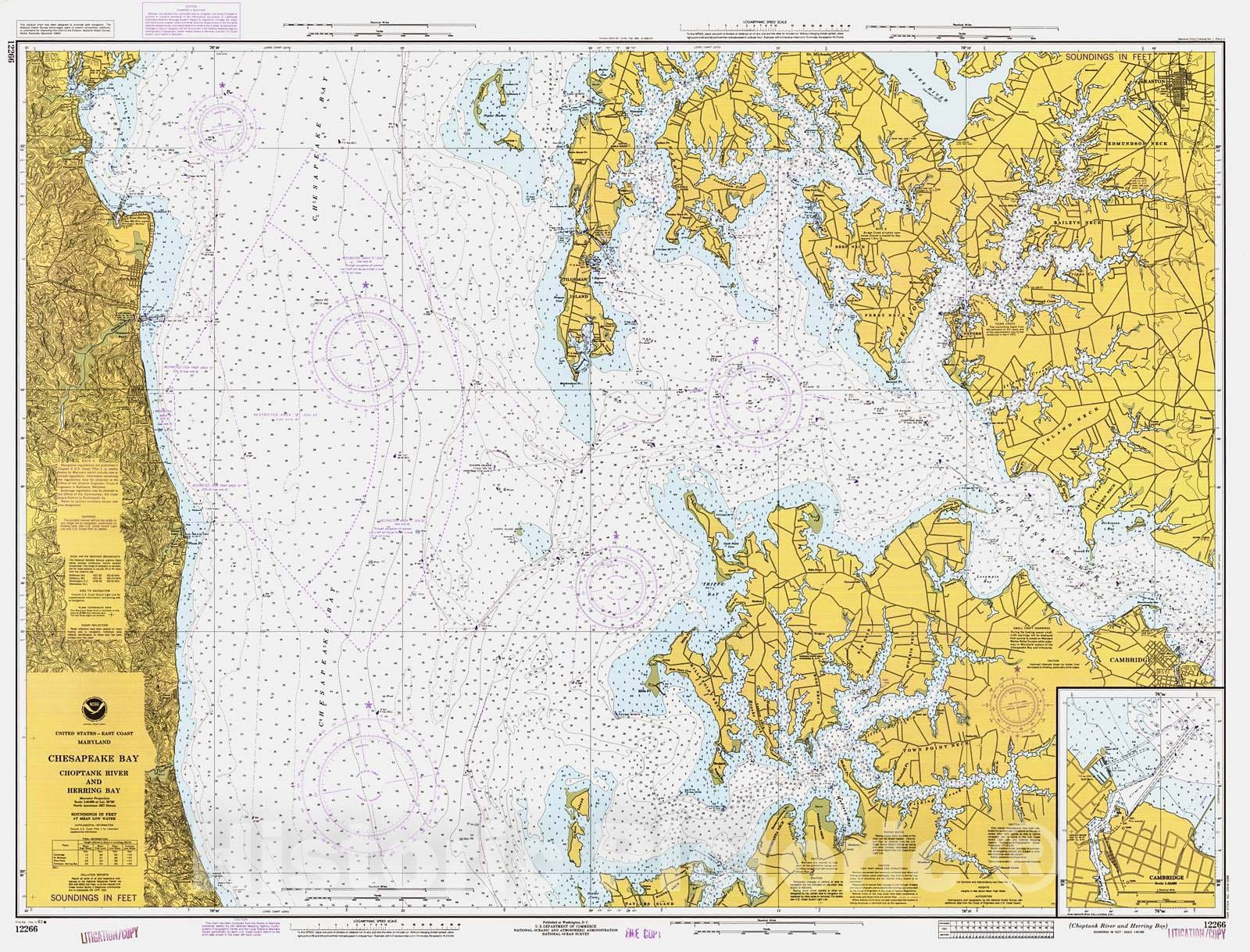 Historic Nautical Map - Chesapeake Bay - Choptank River And Herring Bay, 1983 NOAA Chart - Maryland (MD) - Vintage Wall Art