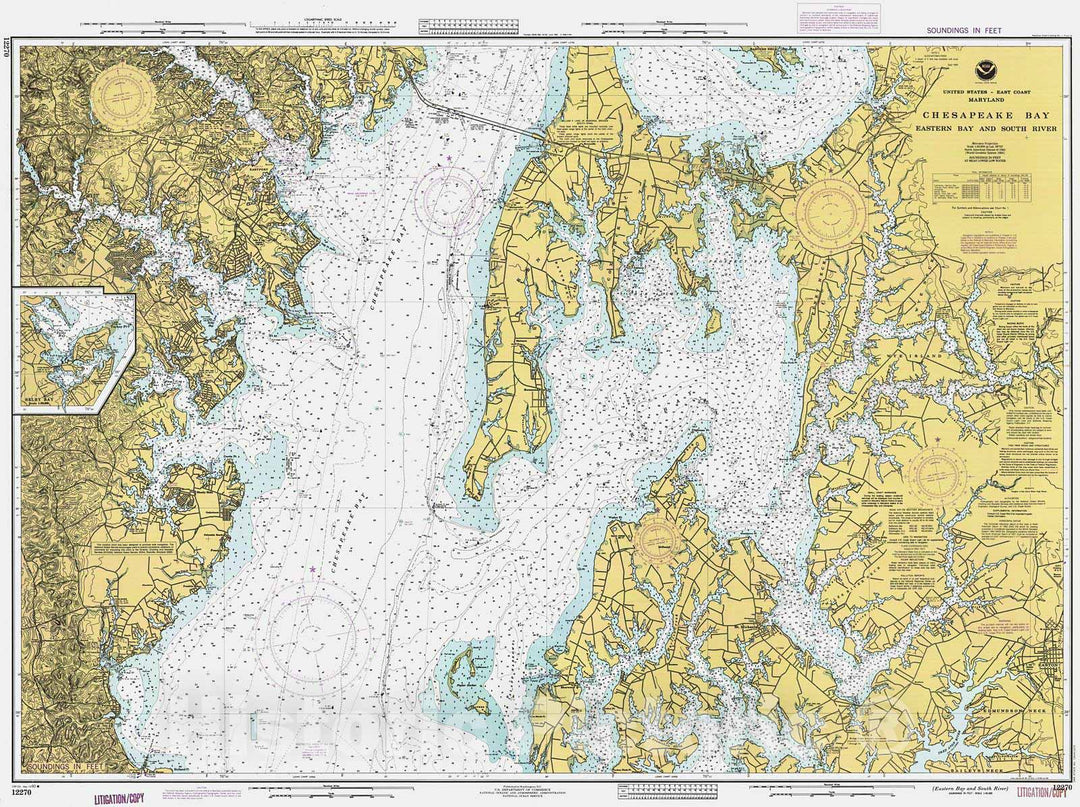 Historic Nautical Map - Eastern Bay And South River, 1990 NOAA Chart - Maryland (MD) - Vintage Wall Art