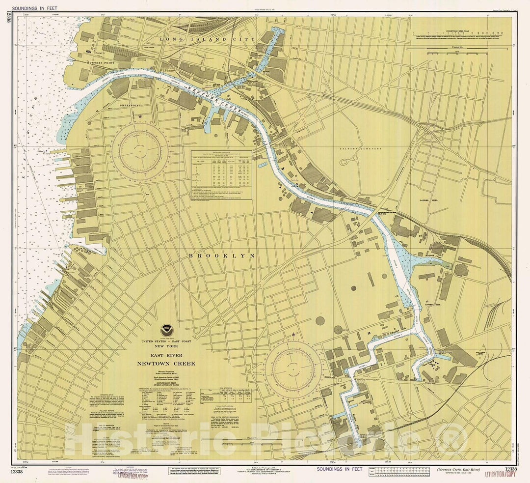 Historic Nautical Map - Newtown Creek East River, 1990 NOAA Chart - New York (NY) - Vintage Wall Art